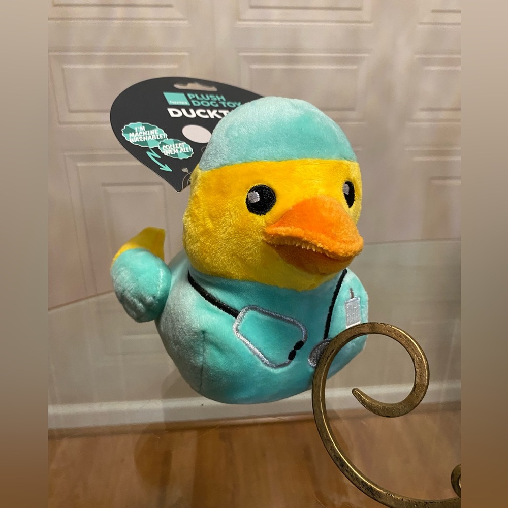 Fuzzyard  Ducktor   Plush Dog Toy Duck With Squeaker 8”